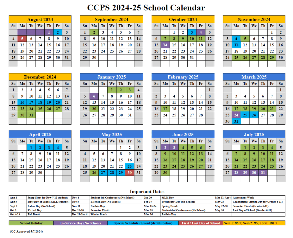 School Calendar | Cottonwood Classical Preparatory School